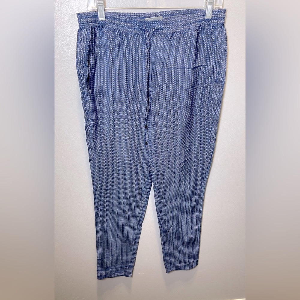 Vince Geometric Print Silk Elastic Drawstring Waist Pull‎ On Pants Size Small